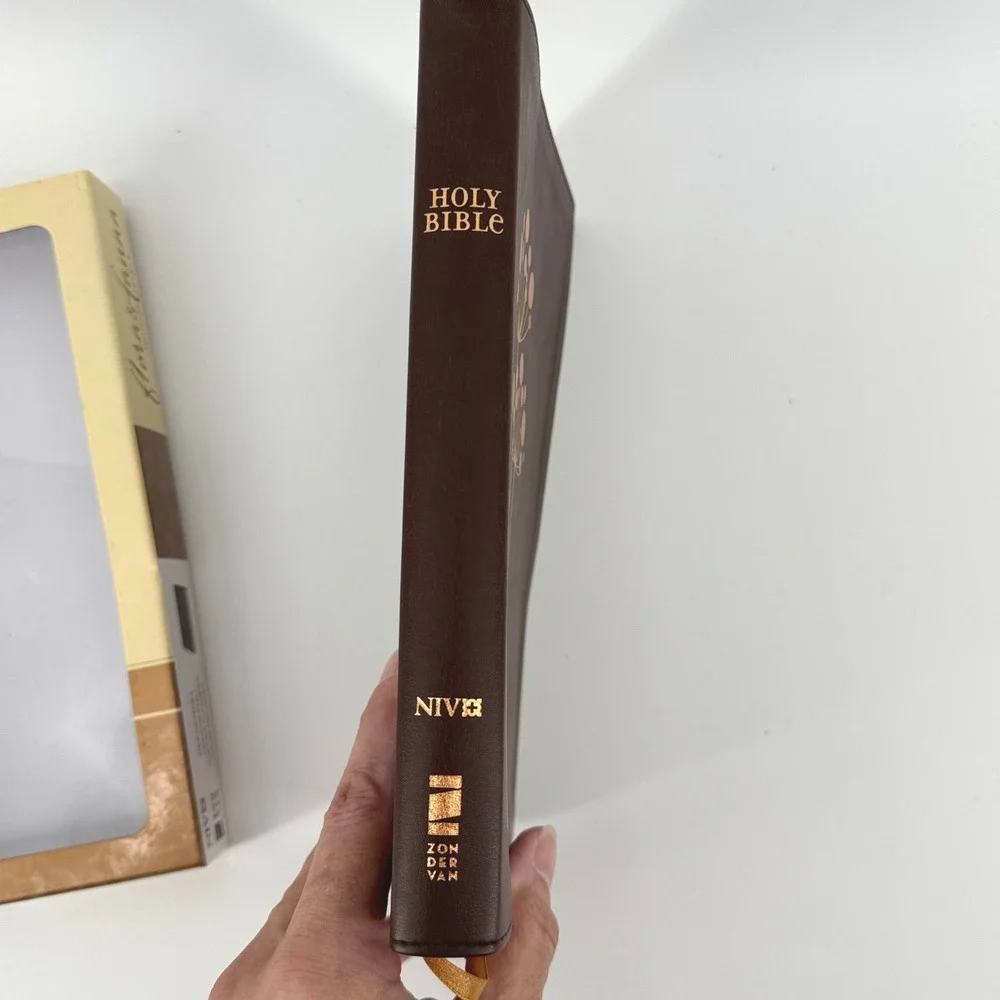 Zondervan NIV Bible Chocolate Brown Copper Flowers Italian Duo-Tone Floral